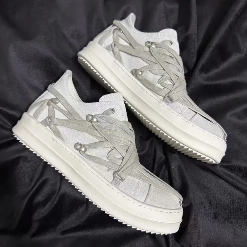 Streetwear Brand Top - Brand Luxury Ramones Laces Leather Low